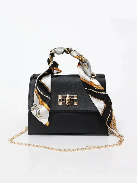 Women's Structured Handbag with Scarf Detail