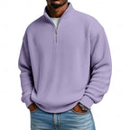 Men's Ribbed Quarter-Zip Knit Sweater