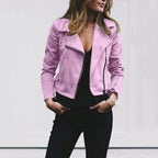 Women's Short Jacket with Asymmetric Zip
