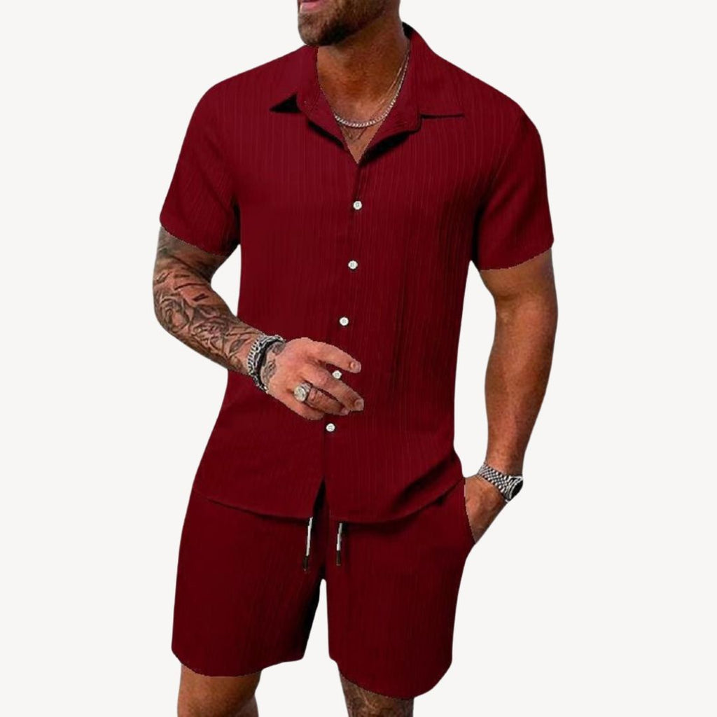 Men's Textured Shirt and Short Set