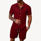 Men's Textured Shirt and Short Set