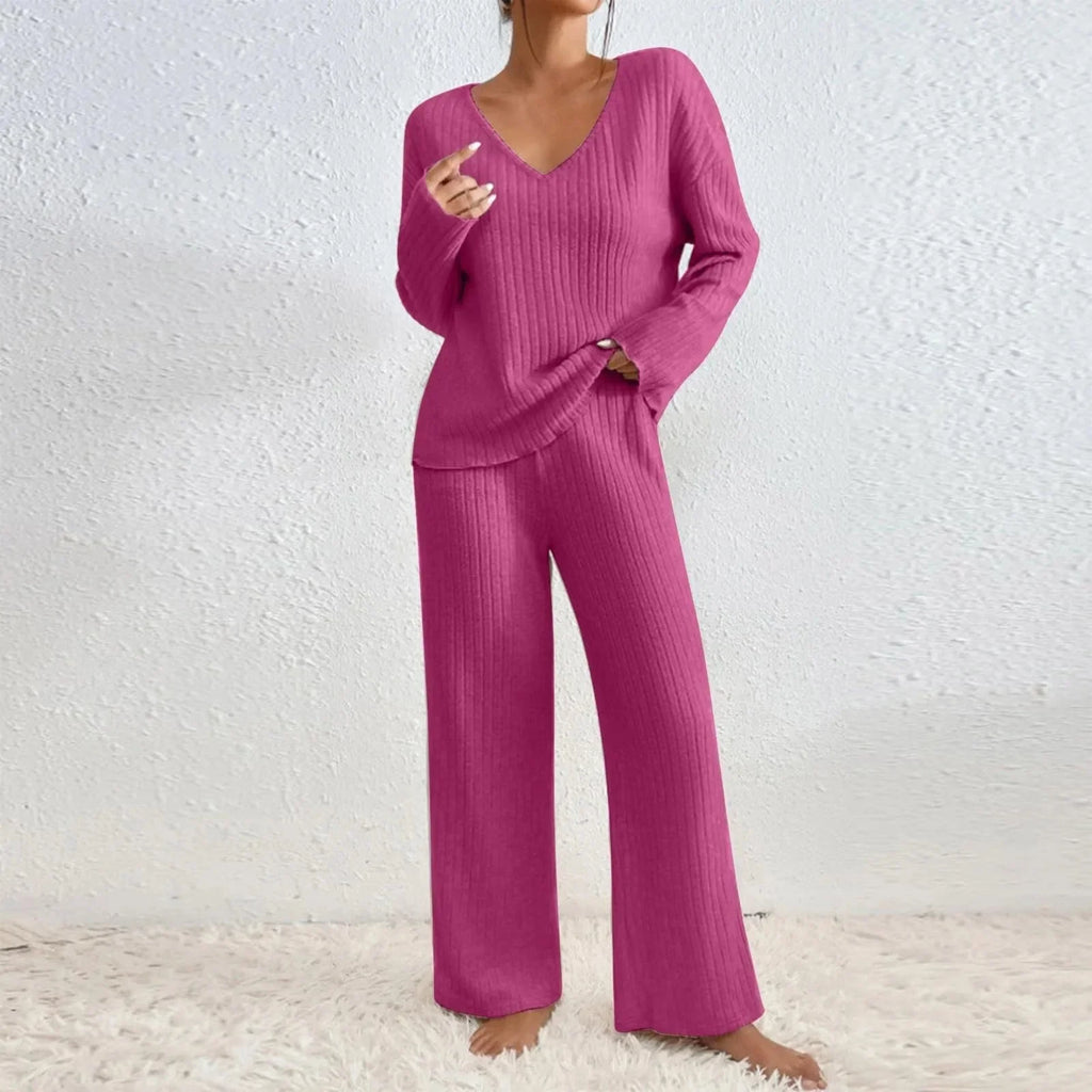 Women’s Pant Set with V-Neck Top