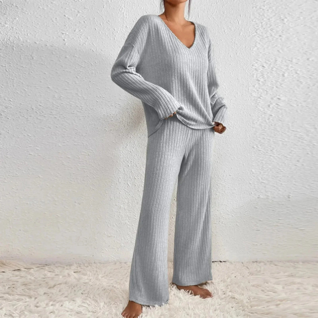 Women’s Pant Set with V-Neck Top