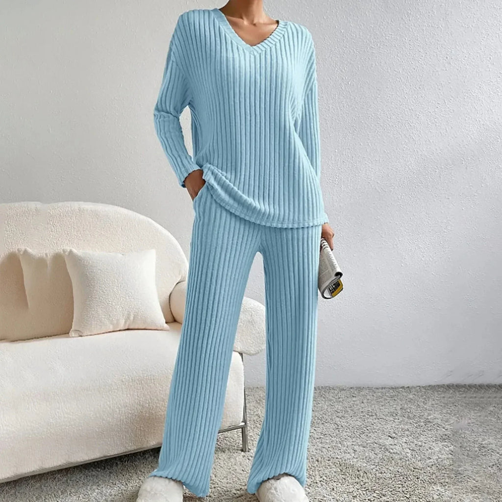 Women’s Pant Set with V-Neck Top