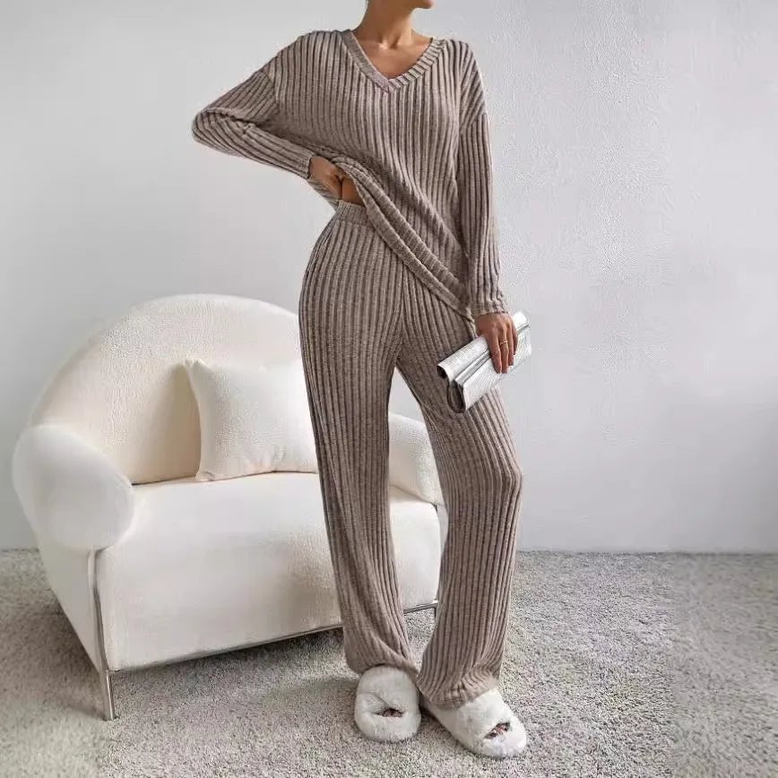Women’s Pant Set with V-Neck Top