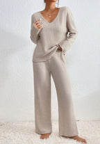 Women’s Pant Set with V-Neck Top