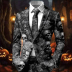 Men's Halloween Skull Floral Print Blazer
