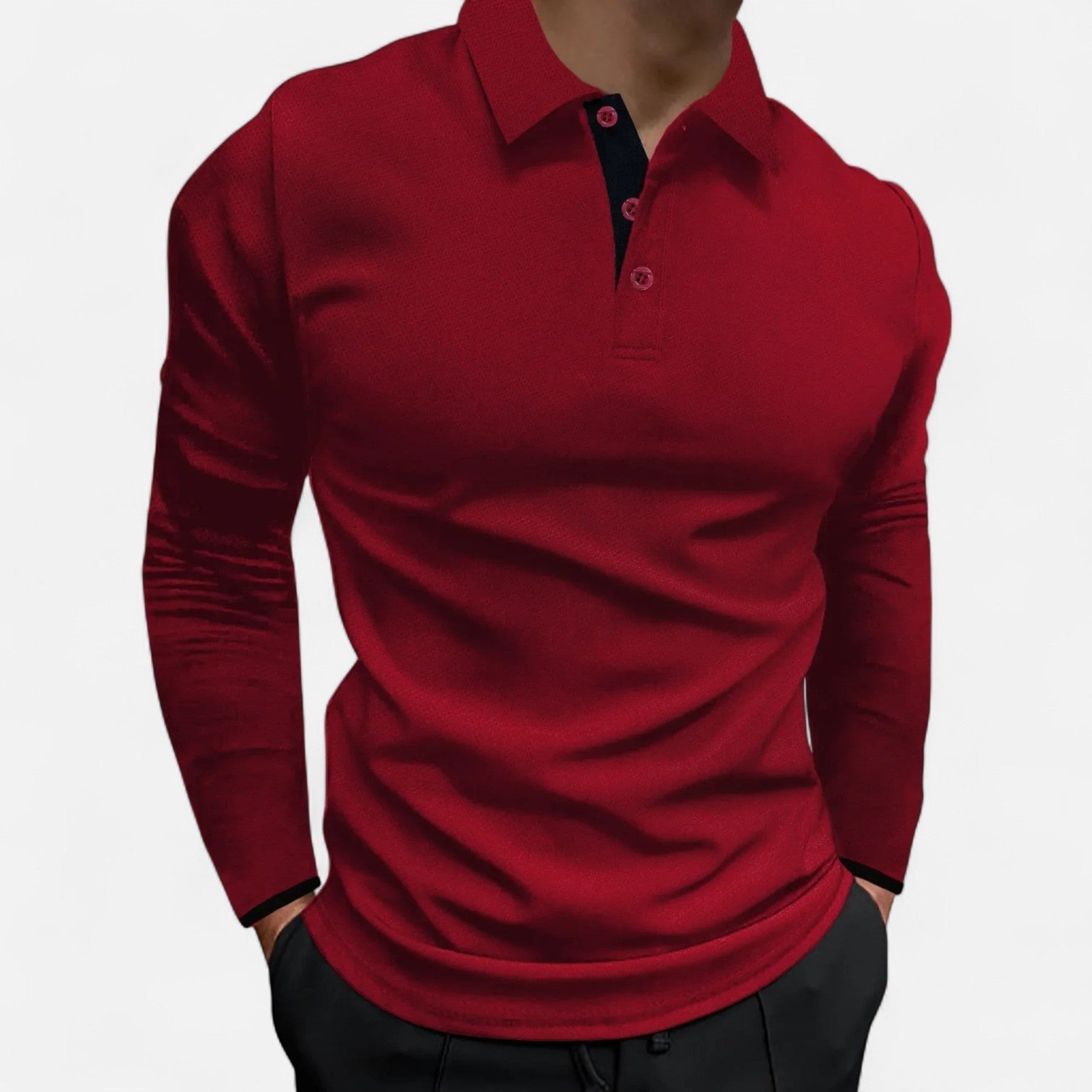 Men's Long Sleeve Casual Polo Shirt