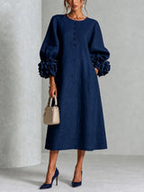 Women’s Floral Cuff Midi Dress