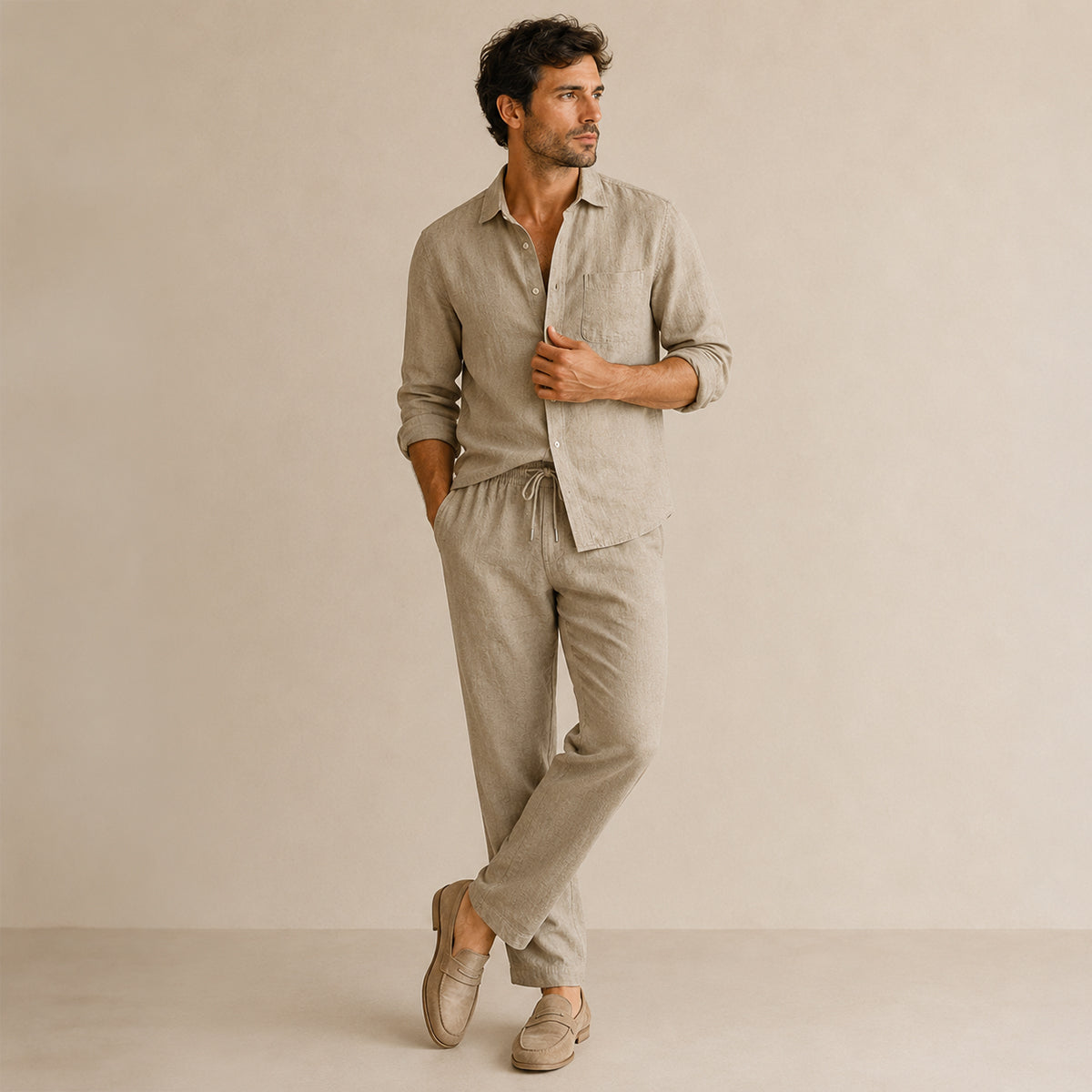 Men’s Shirt and Drawstring Pant Set