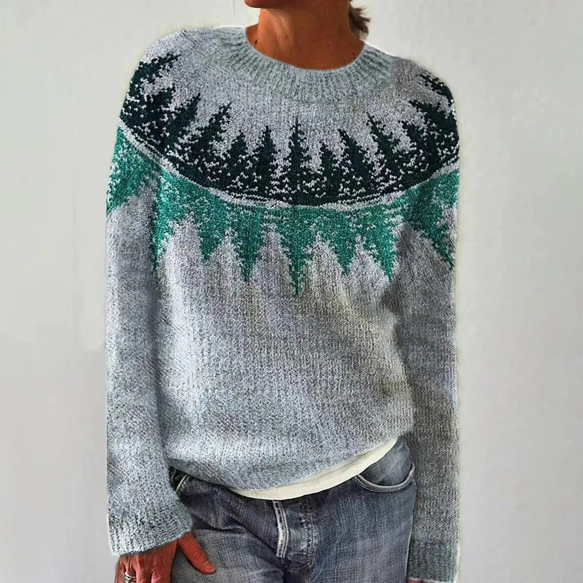 Women's Fair Isle Crew-Neck Knit Sweater