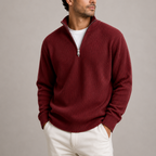 Men's Ribbed Knit Quarter Zip Sweater