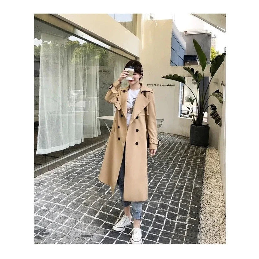 Women's Belted Double-Breasted Trench Coat