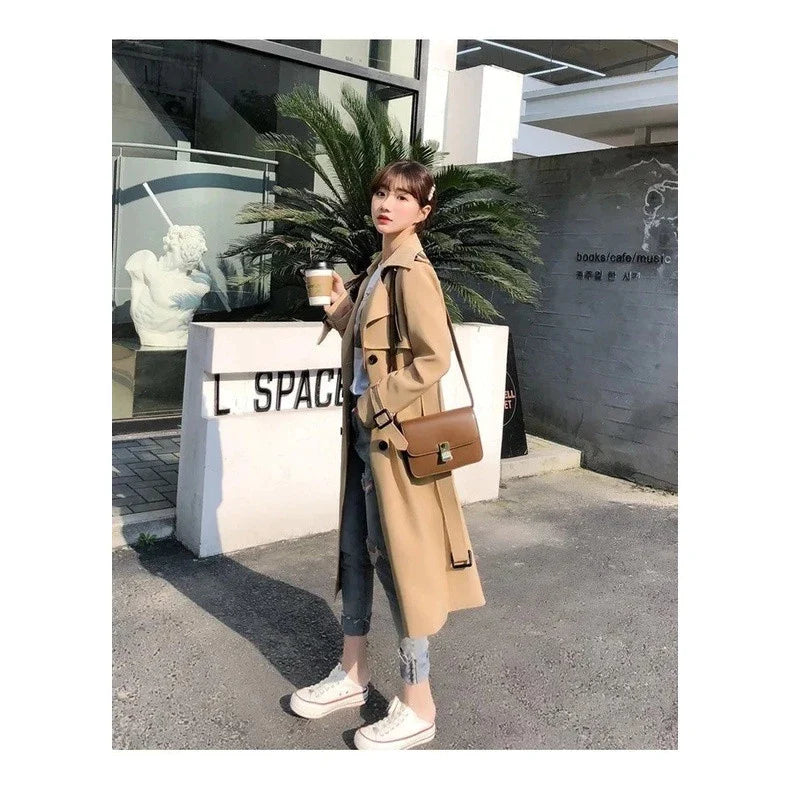 Women's Belted Double-Breasted Trench Coat