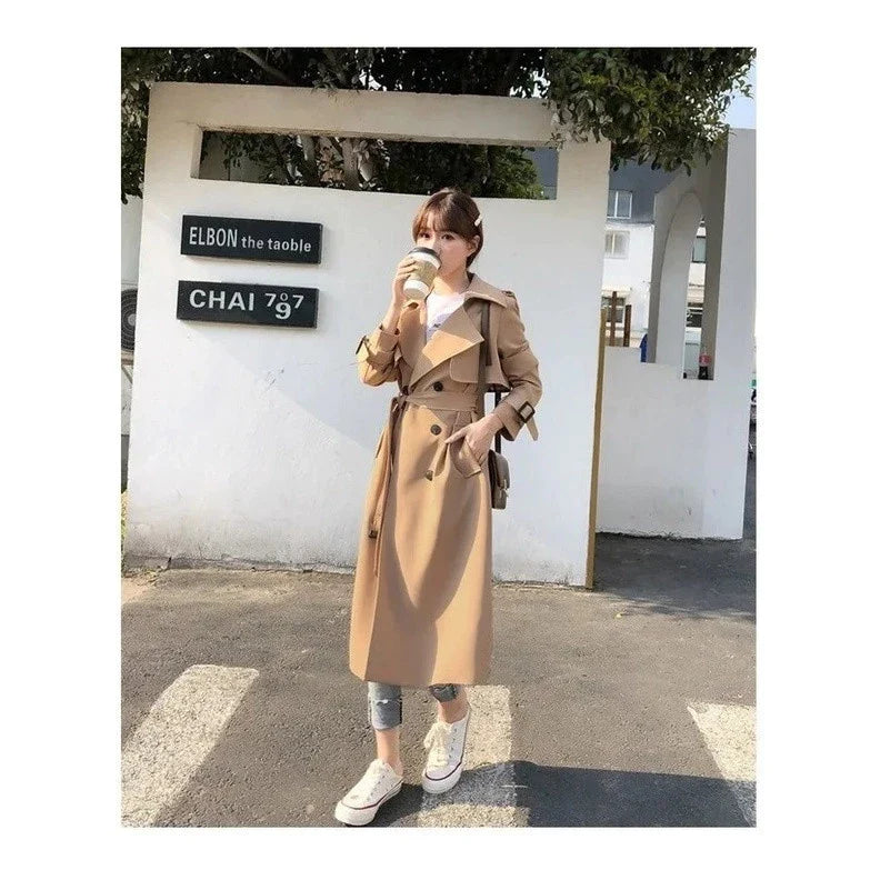 Women's Belted Double-Breasted Trench Coat