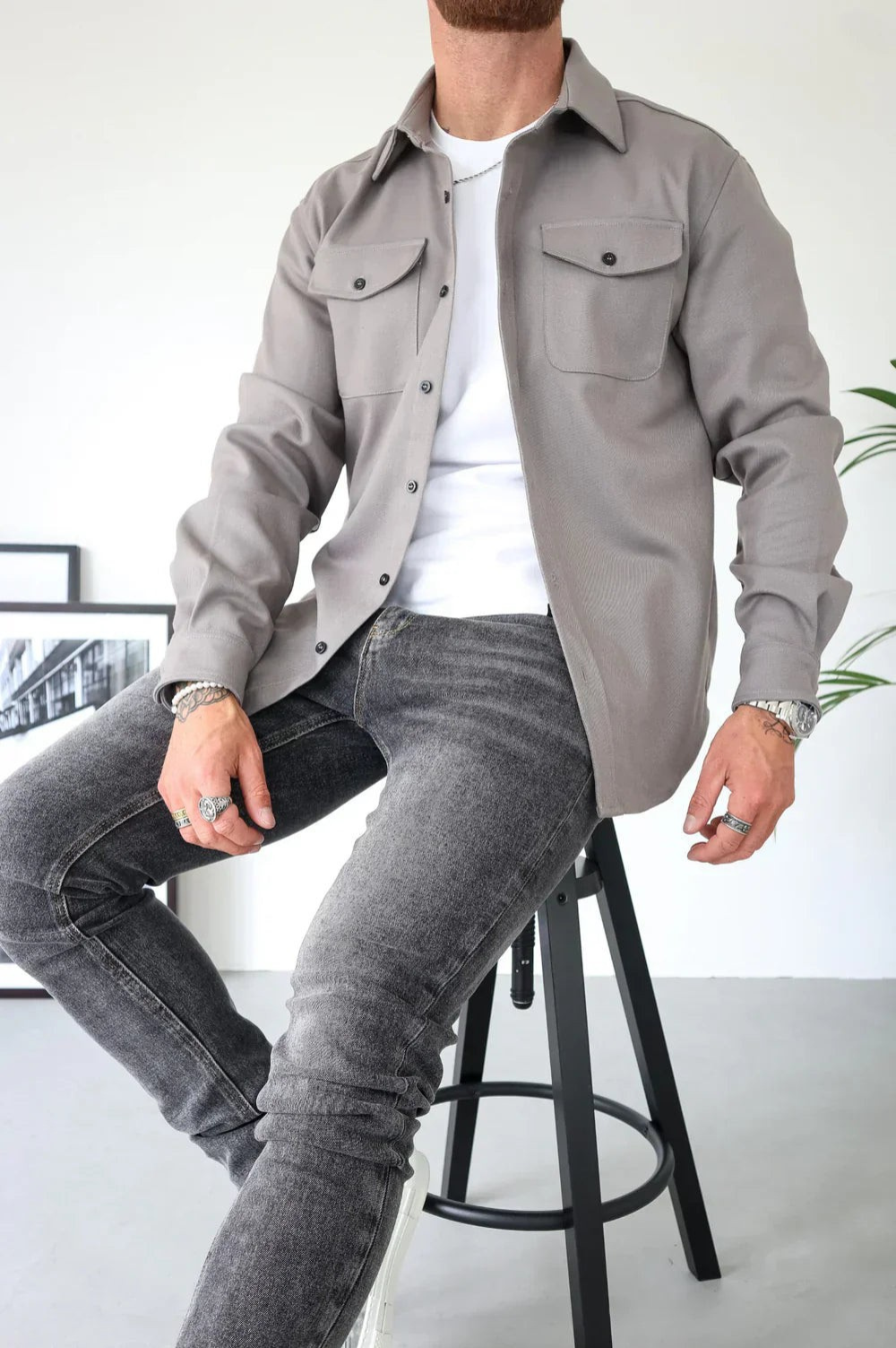Men’s Casual Button-Front Overshirt