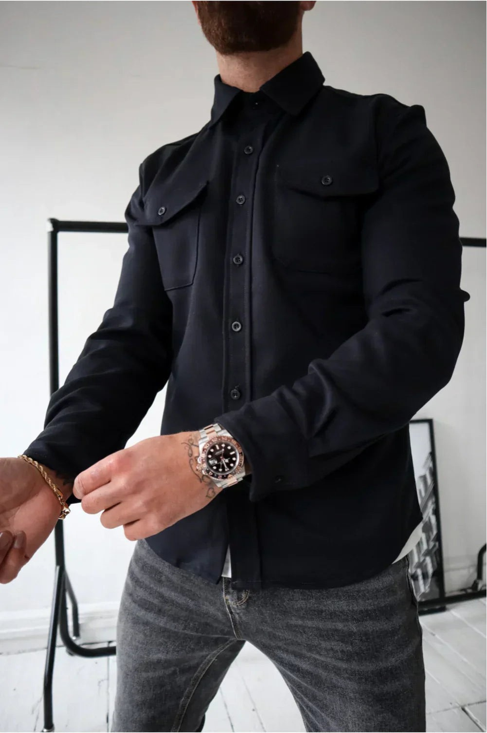 Men’s Casual Button-Front Overshirt