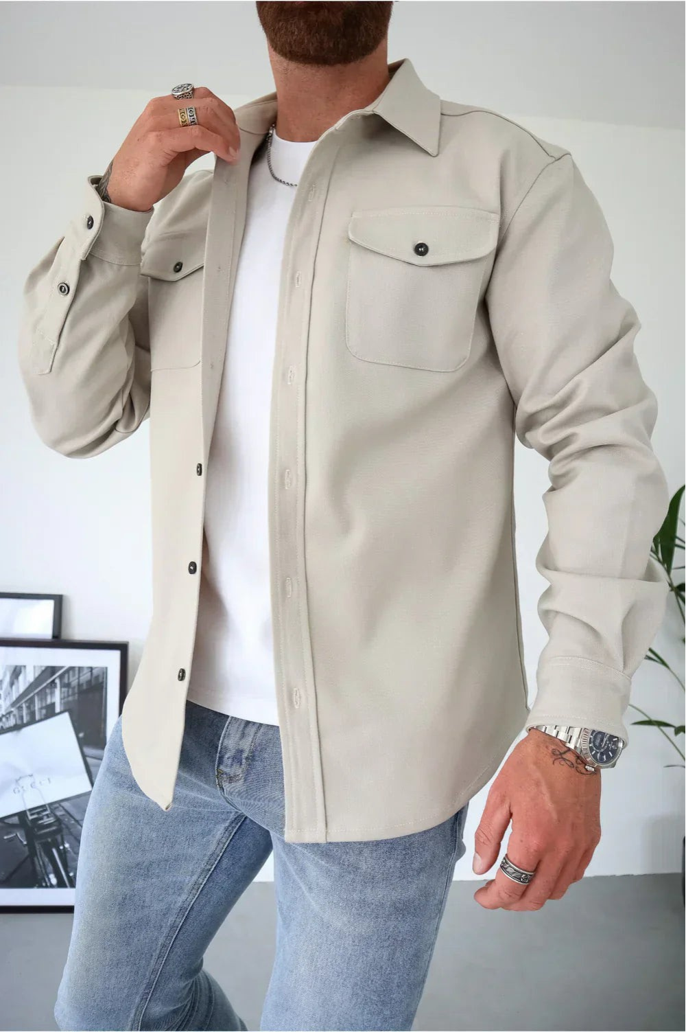 Men’s Casual Button-Front Overshirt