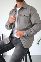 Men’s Casual Button-Front Overshirt
