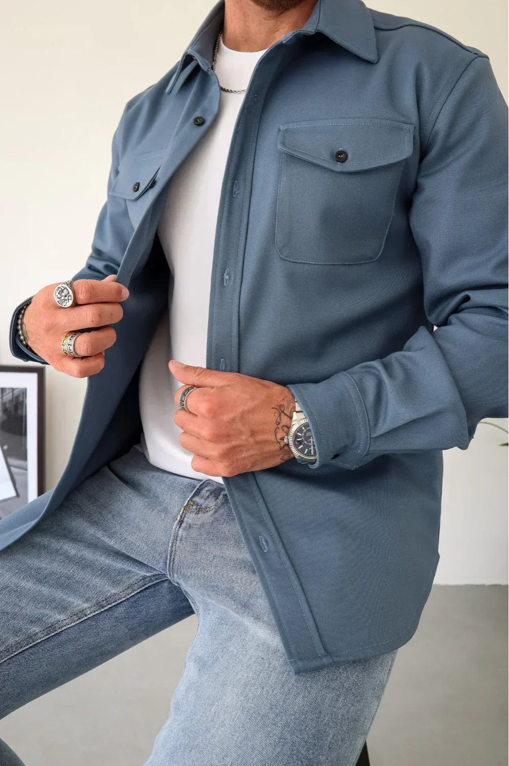 Men’s Casual Button-Front Overshirt