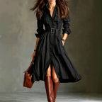 Women’s Belted Button-Front Midi Dress