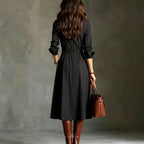 Women’s Belted Button-Front Midi Dress