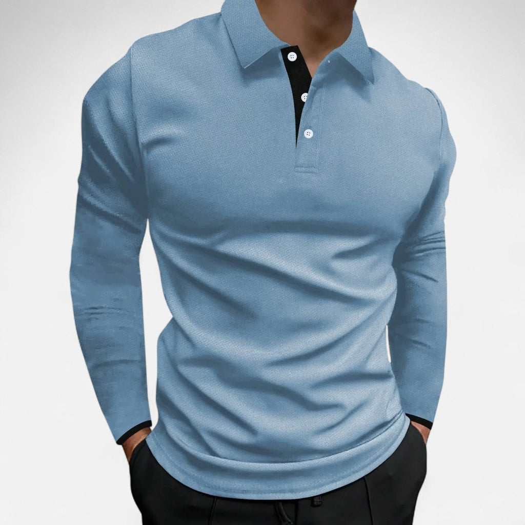 Men's Long Sleeve Casual Polo Shirt