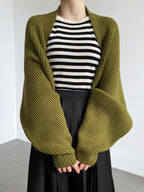 Women's Ribbed Open Front Knit Shrug