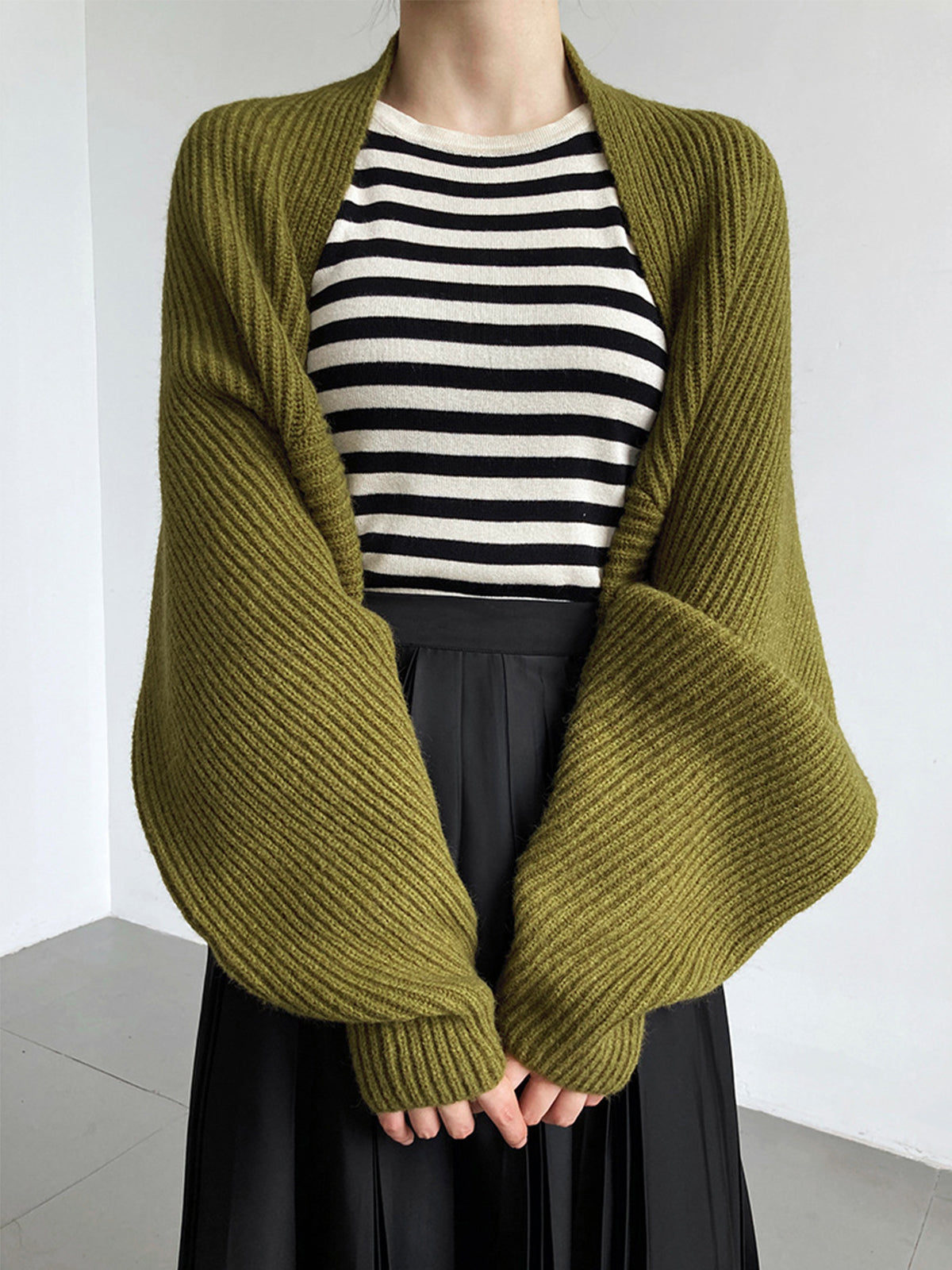 Women's Ribbed Open Front Knit Shrug
