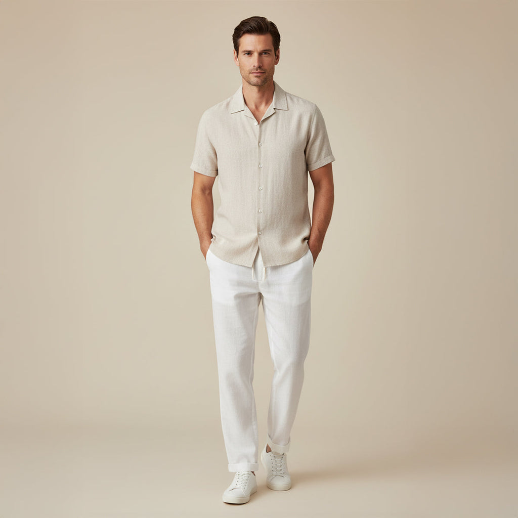 Men’s Short-Sleeve Button-Up Pant Set