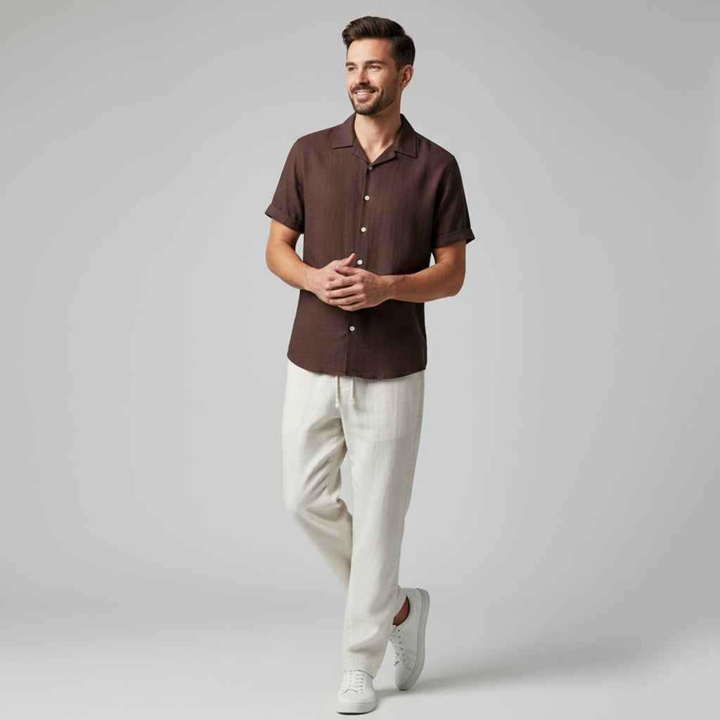 Men’s Short-Sleeve Button-Up Pant Set