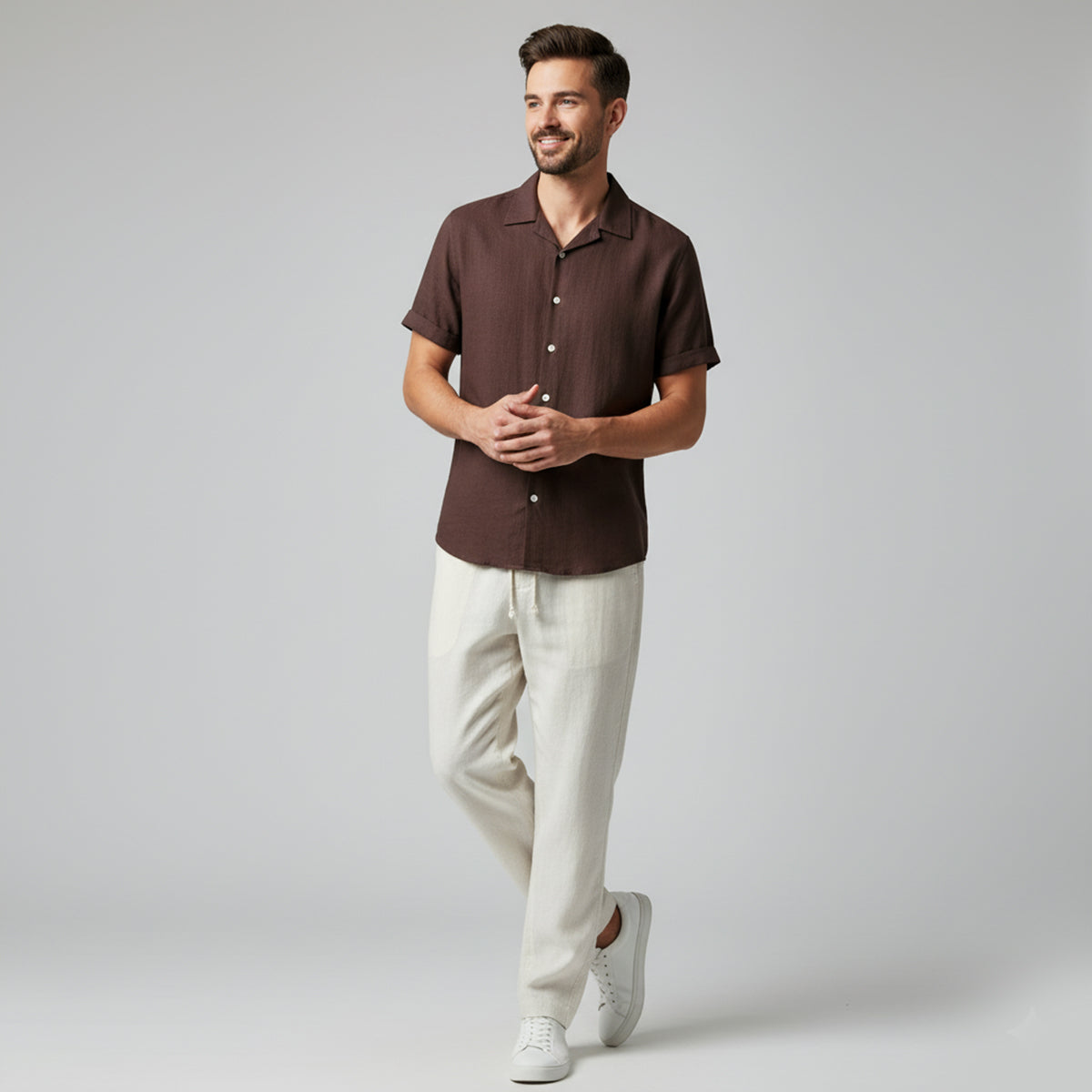 Men’s Short-Sleeve Button-Up Pant Set