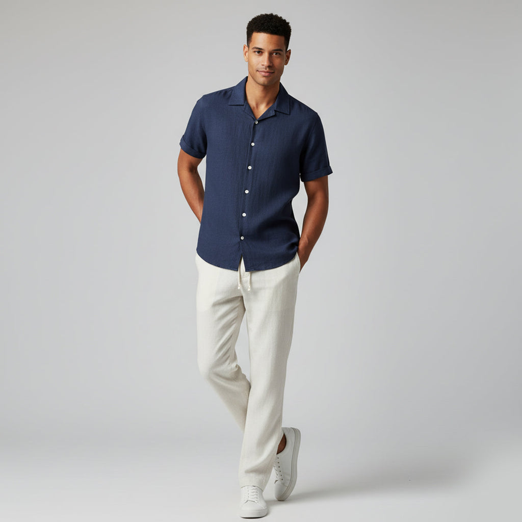 Men’s Short-Sleeve Button-Up Pant Set