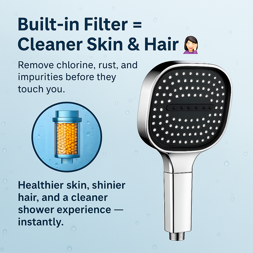 Handheld High Pressure Shower Head with Filter