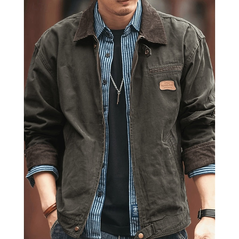 Men’s Utility Jacket with Contrast Collar