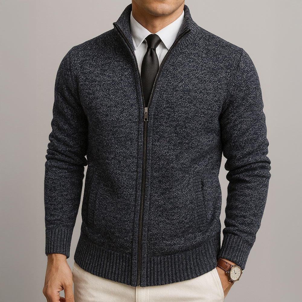 Men's Full-Zip Stand Collar Sweater