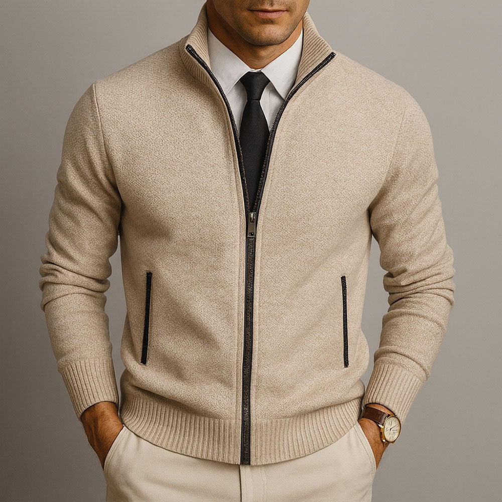 Men's Full-Zip Stand Collar Sweater
