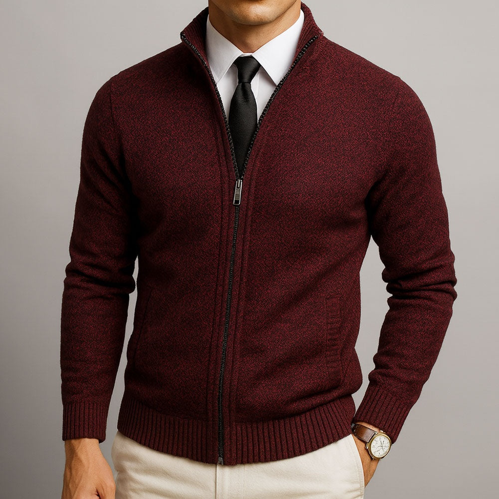 Men's Full-Zip Stand Collar Sweater