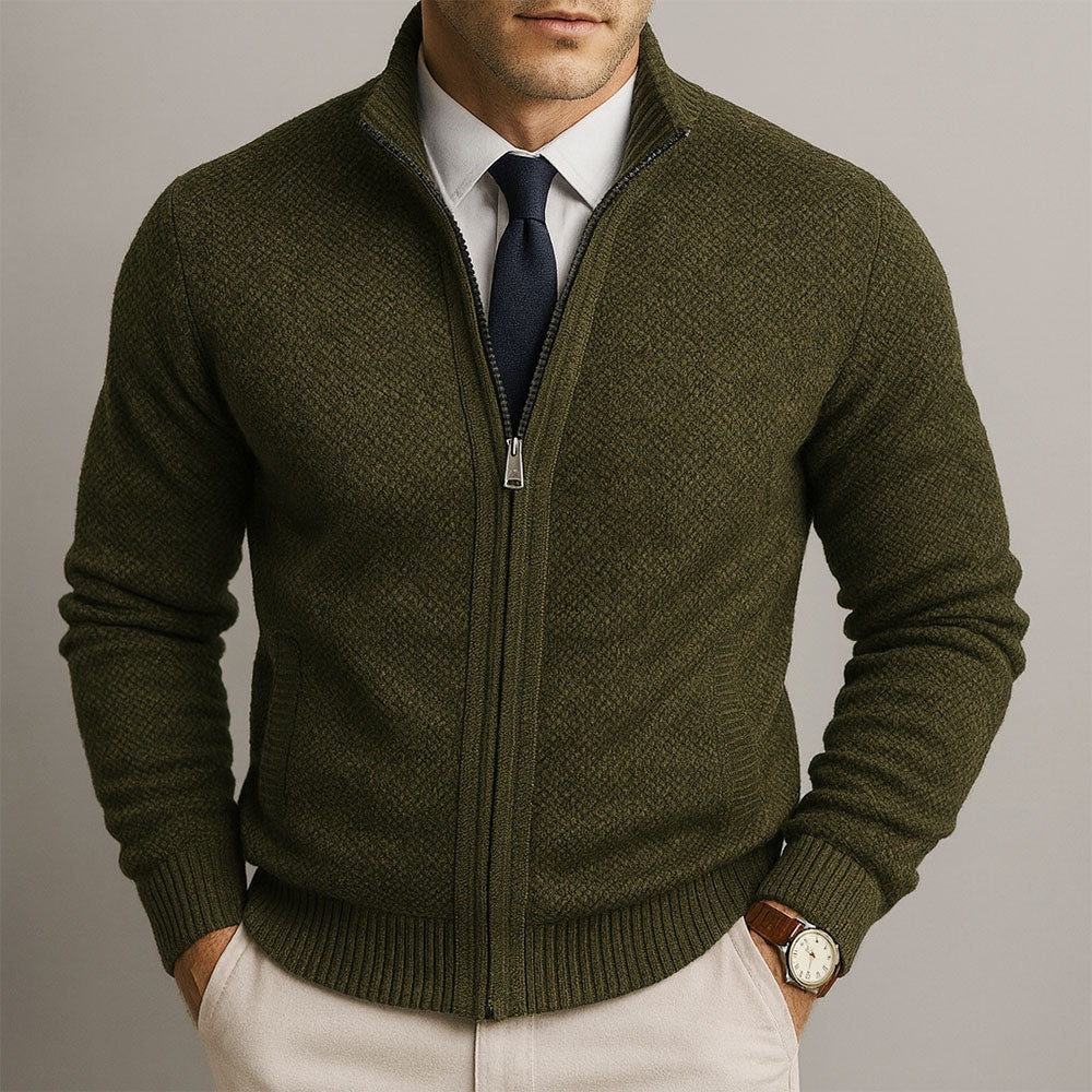 Men's Full-Zip Stand Collar Sweater