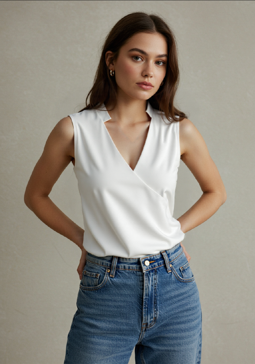 Women's Sleeveless Wrap Blouse