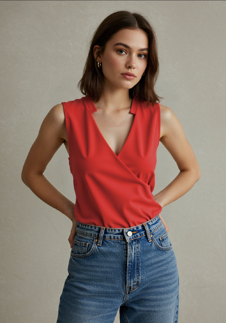 Women's Sleeveless Wrap Blouse