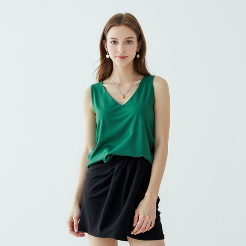 Women's Satin V Neck Tank Top