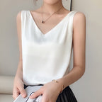 Women's Satin V Neck Tank Top