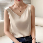 Women's Satin V Neck Tank Top
