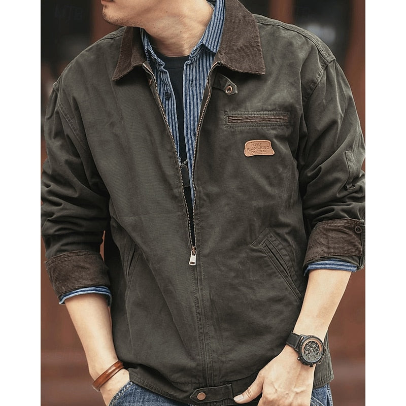 Men’s Utility Jacket with Contrast Collar