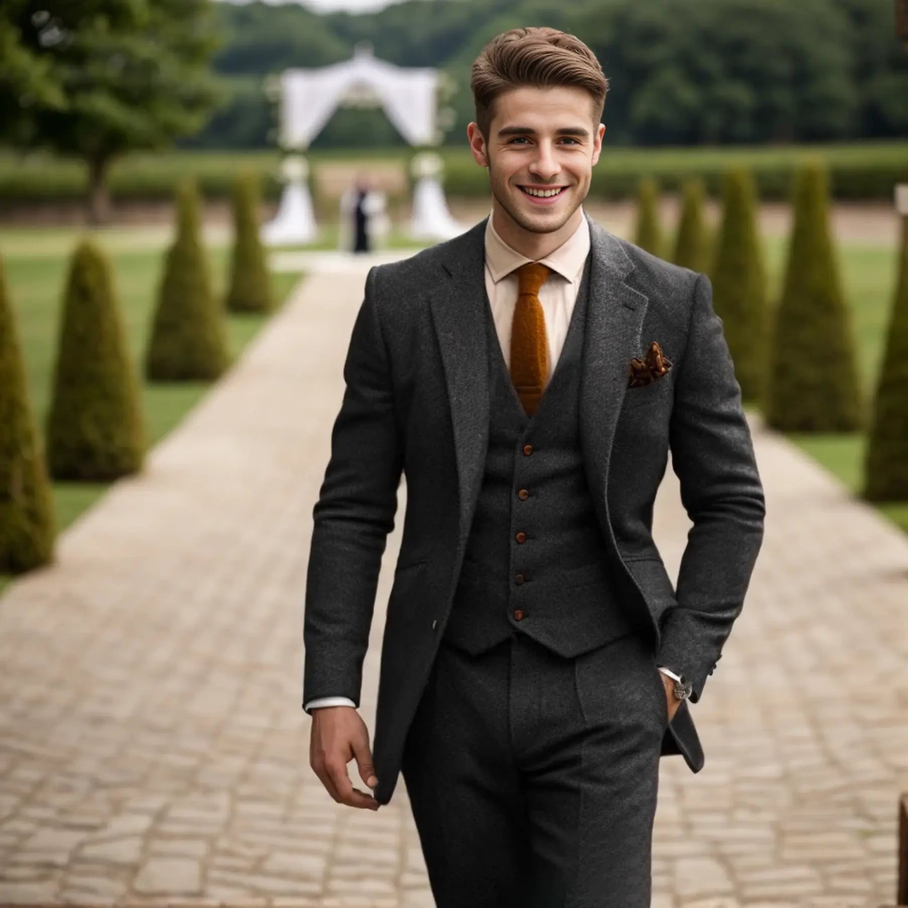 Men's Three-Piece Blazer Vest Trouser Suit