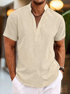 Men's Relaxed Fit Short Sleeve Henley Shirt