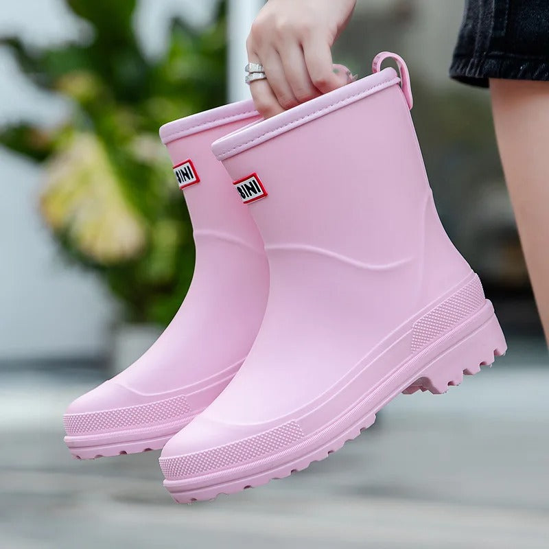 Women's Mid-Calf Rain Boots with Lug Sole