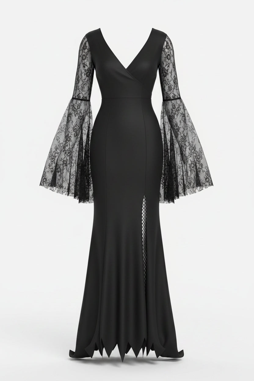 Women's Halloween Maxi Dress With Bell Sleeves