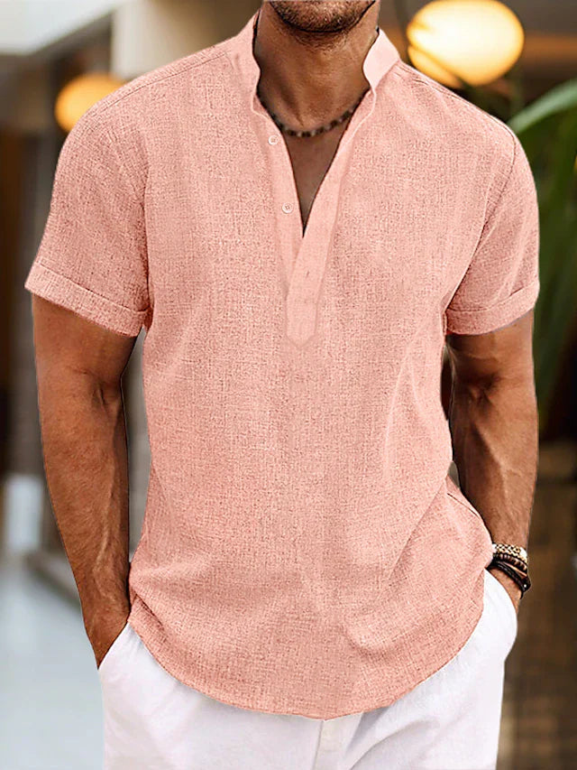 Men's Relaxed Fit Short Sleeve Henley Shirt